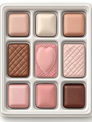 Fototapeta premium Luxury Leather Squares Set in Palette Box with Heart Shaped Element