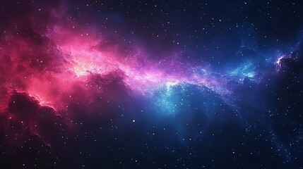 Pink and blue nebula in space.