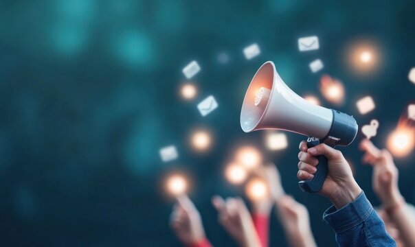 Megaphone annoucement communication concept