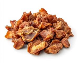 Pile of Dried Apples Isolated on White Background Close Up View