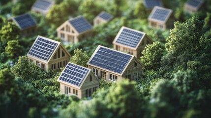 Fototapeta premium Eco-Friendly Homes in a Green Forest