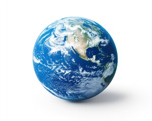 Earth Globe Showing North America and Atlantic Ocean on White Background