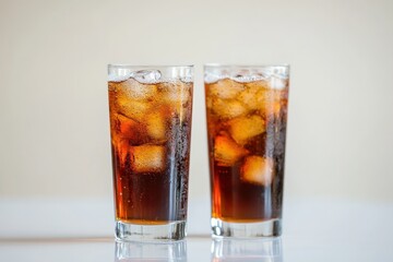 Two tall glasses filled with a refreshing chilled beverage
