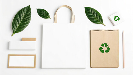 Minimalist Sustainable Branding Mockup on White Background