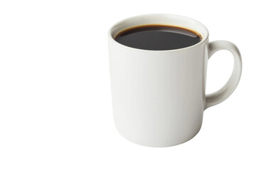 Isolated white coffee mug filled with fresh black coffee, cut out
