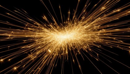 Bright golden sparks scattered randomly on a dark black background Generated AI