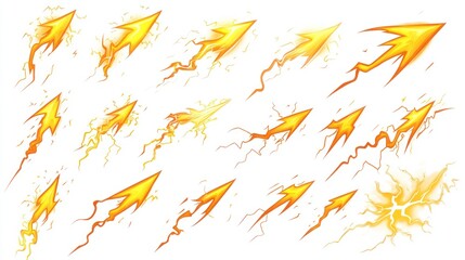 Yellow lightning bolts animation; white background; game design