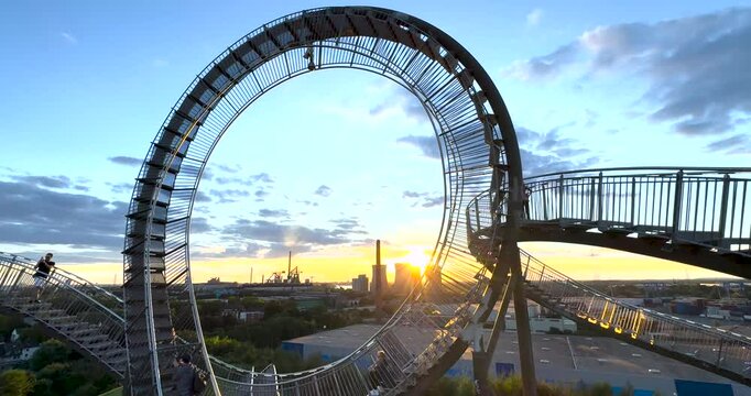 Duisburg, Germany - M&ouml;bius strip and industrial landscape in Duisburg