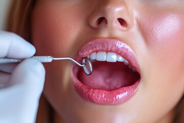 Fototapeta premium Dental examination showcasing oral care techniques and equipment in a clinic setting