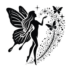 Fairy Silhouette with Butterfly Wings