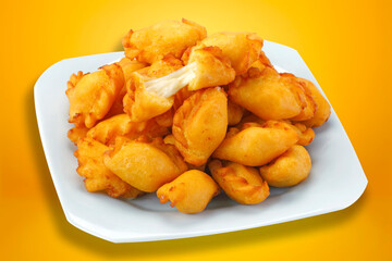 angu pastry stuffed with cheese, Brazilian snack