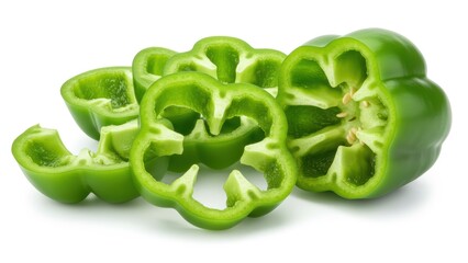 A sliced, vibrant green bell pepper, ready for healthy cooking and nutrition.