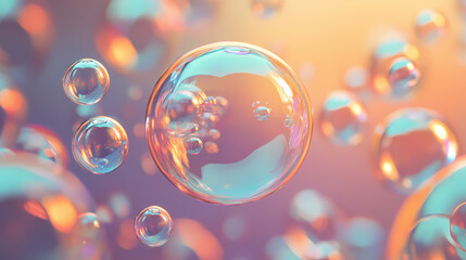 Naklejka premium Floating air bubbles. Suspended Change. Illustration