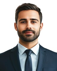 Confident Businessman Portrait in Dark Suit on White Background Studio Shot