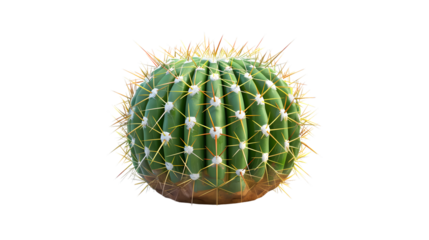 A vibrant green cactus with sharp spines isolated on a black background for versatile design a