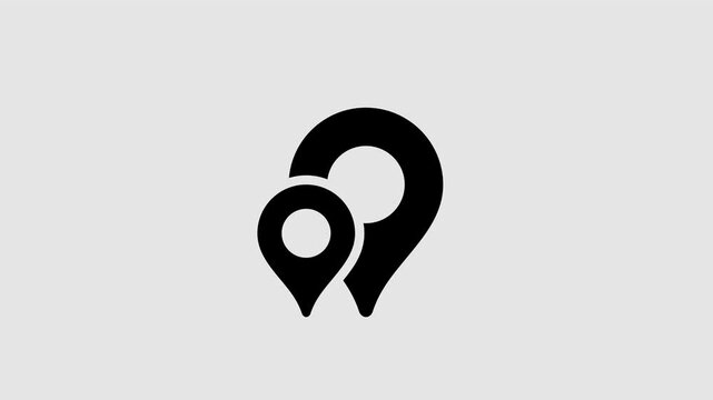 Location pin, map place marker graphic animation. Alpha channel. Transparent background motion design. 4K resolution