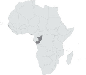 Detailed national location map of REPUBLIC OF THE CONGO within the great continent of Africa