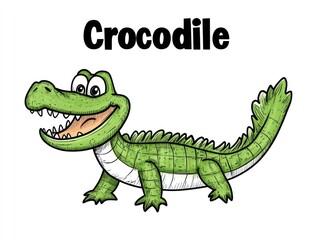 Obraz premium Happy cartoon crocodile illustration, educational use (1)