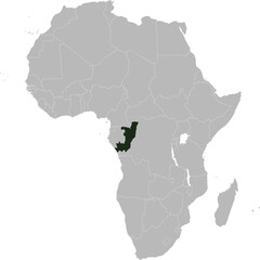 Detailed national location map of REPUBLIC OF THE CONGO within the great continent of Africa