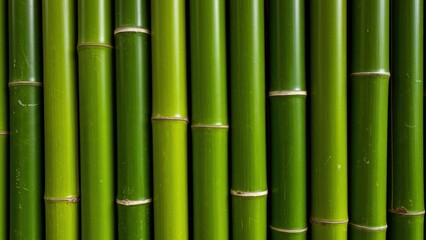 Obraz premium Close-up of a vibrant green bamboo stalk background with natural texture.