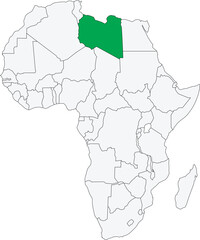 Fototapeta premium Detailed national location map of LIBYA within the great continent of Africa
