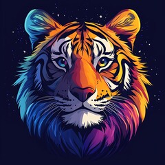 Obraz premium Cinematic tiger profile in vivid lights high resolution Wallpaper