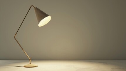 Elegant Vintage Desk Lamp Illuminating a Neutral Background Perfect for Minimalist Interiors a