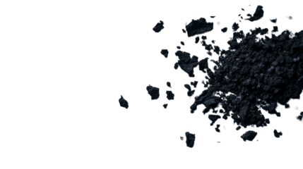 Volcanic rock fragments, dark matter pieces scattered, cut out transparent