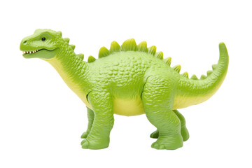 Obraz premium Green dinosaur toy with spikes on black background, cut out