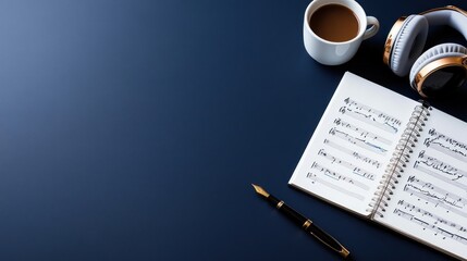 Musical score coffee headphones