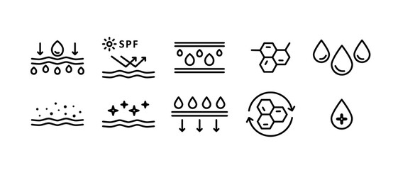Skincare line icon set. Skin and skincare illustration set isolated on white background.
