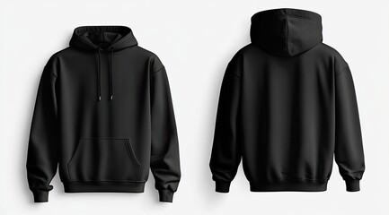 Black hoodie mockup, front and back view (1)