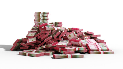 Big stacks of Indonesian rupiah notes. A lot of money isolated on transparent background. 3d...