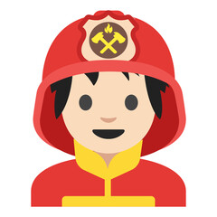 Firefighter Clipart Illustration | Cartoon Fireman in Red Uniform Isolated on White Background