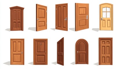 Collection of various interior wooden doors
