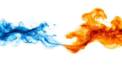 Fire and ice element illustration. Flame and cold smoke, cut out transparent