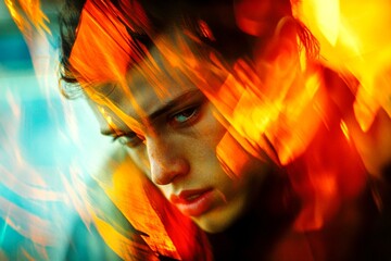 Chemical imbalances - cause of depression: abstract image of individual status. Dark thoughts. Metaphorical chemical imbalances feelings of a loss of pleasure or interest. Mind and emotions.