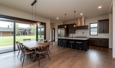 Open kitchen and dining area interior