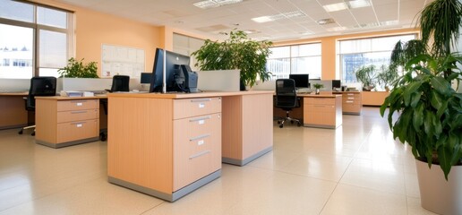 Open office with desks and computers
