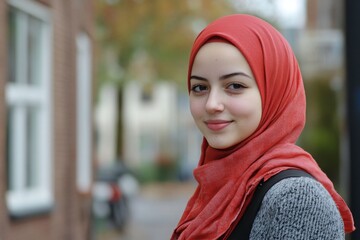 muslim woman with hijab at the park