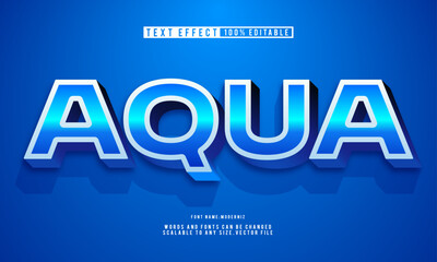 3D aqua text effect, fully editable and modern style