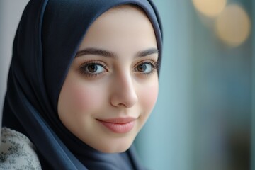 Naklejka premium european hijab woman smiling