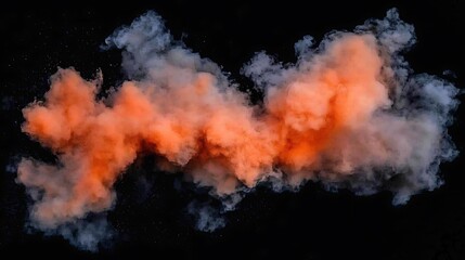 Orange and white colored smoke swirls against a black background