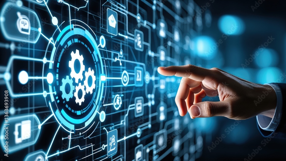 Aufkleber automation of business or robotic process rpa technology. transfer of data between application. busi
