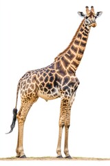Obraz premium Standing Giraffe Portrait on Isolated Background Wildlife Animal Photography