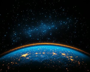 Obraz premium Illuminated planet earth viewed from the vast depths of outer space