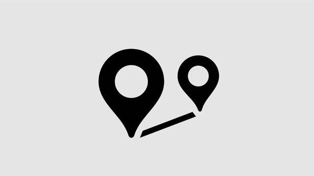 Location pin, map place marker graphic animation. Alpha channel. Transparent background motion design. 4K resolution