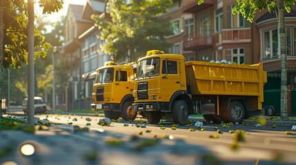 Obraz premium A photo of pet waste removal trucks