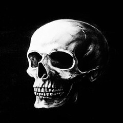 skull on black background