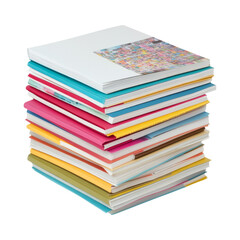 Stack of Colorful Notebooks Isolated on Transparent Background
